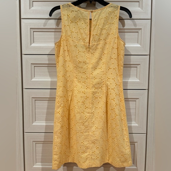 Butter Yellow White House | Black Market Eyelet Embroidered Floral Sheath Dress - Picture 8 of 11